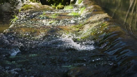 Beautiful rapids on the calm water of the stream Stock Footage 341833234