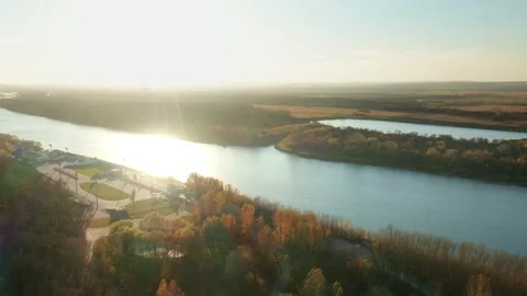 Beautiful rapids of the river in the rays of the sun in the morning. Sunlight is Stock Footage 153094141