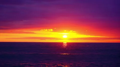 Beautiful raspberry sunset on the sea, time lapse video Stock Footage 152255649