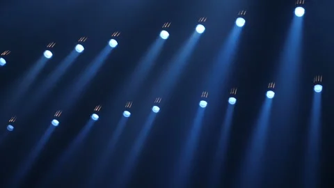 Beautiful rays from spotlights on stage Stock Footage 128394975