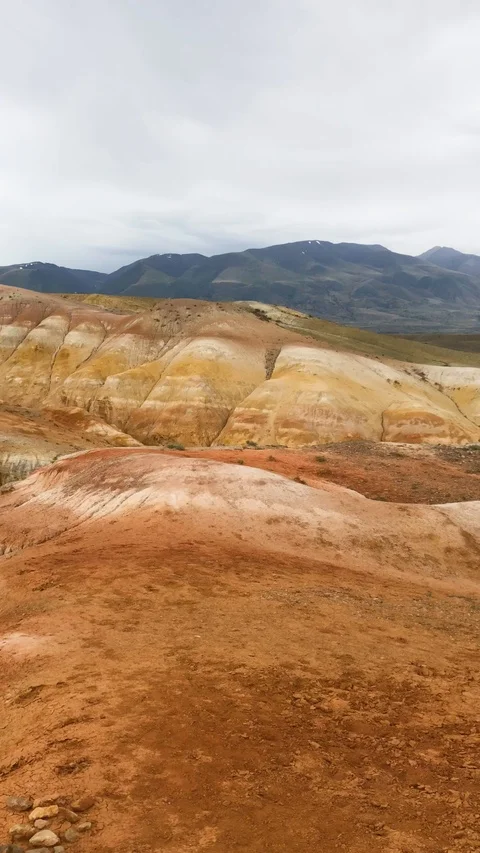 Beautiful red Altai mountains. Natural reserve of mountain Altai. beautiful Stock-Footage 112112853