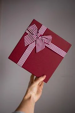 Beautiful red box gift wrapping Stock Photos
