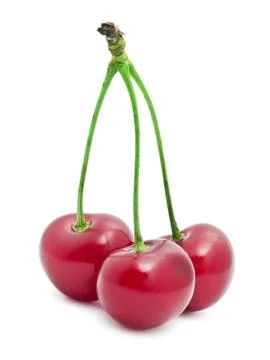 Beautiful red cherry isolated on white background Stock Photos