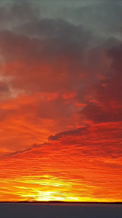 Beautiful red clouds in the sky before sunset Stock Footage 202058671