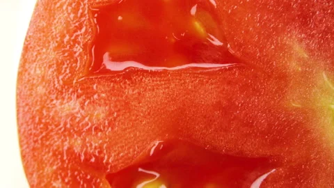 Beautiful red diced tomato rotating close up. 4K Macro Stock Footage 155278006