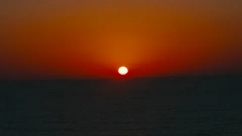 Beautiful Red Dramatic Sunset Without Clouds Stock Footage 171901960