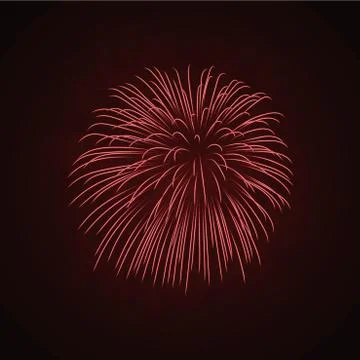 Beautiful red firework. Bright firework isolated on black background. Light r Illustrazione stock