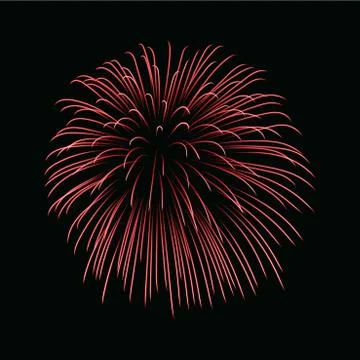 Beautiful red firework. Bright firework isolated on black background. Light r Illustrazione stock