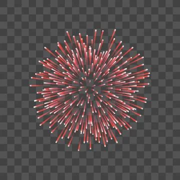 Beautiful red firework. Couple romantic salute isolated transparent backgroun Ilustração Stock