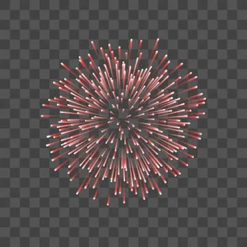 Beautiful red firework. Couple romantic salute isolated transparent backgroun Ilustração Stock