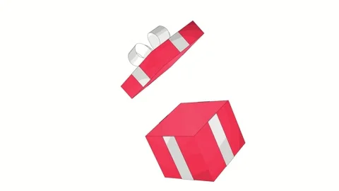 A beautiful red gift box opens. 3D animation on a white background. Stock Footage 249620833