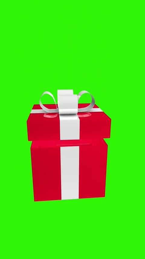 A beautiful red gift box opens. 3D animation on a green screen. Stock Footage 290771059