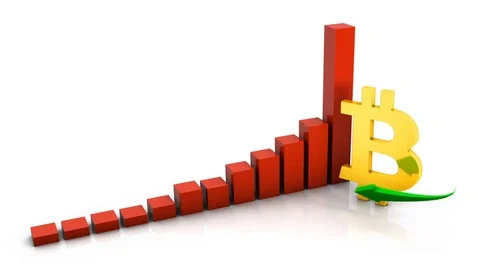 Beautiful red graph of growth bitcoin in 2017 Stock Footage 83607974