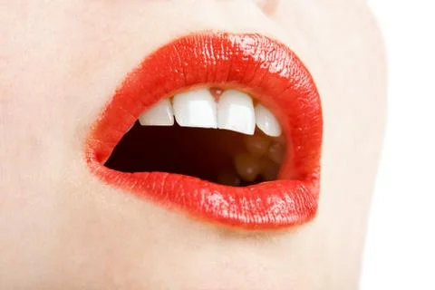 Beautiful red lips Stock Photos