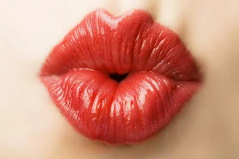 Beautiful red lips Stock Photos