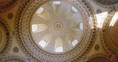 Beautiful Red Mosque in Germany during Spring With Cherry Blossom Stock Footage 183932118