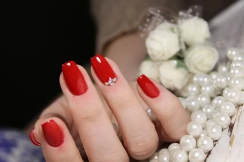 Beautiful red nails Stock Photos