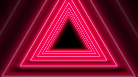 Beautiful Red Neon Abstract Triangle Tunnel seamless background. 4K Video stock 101761252