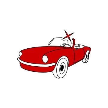 Beautiful red oldtimer cabriolet with sparcle vector illustration isolated on Ilustração Stock