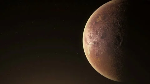 Beautiful Red Planet Mars Rotating Slowly in Dark Space Stock Footage 322211599
