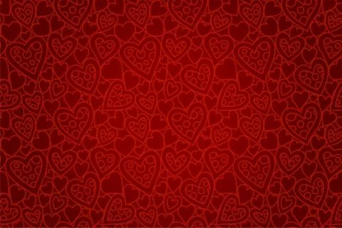 Beautiful red seamless pattern with heart shapes Stock Illustration