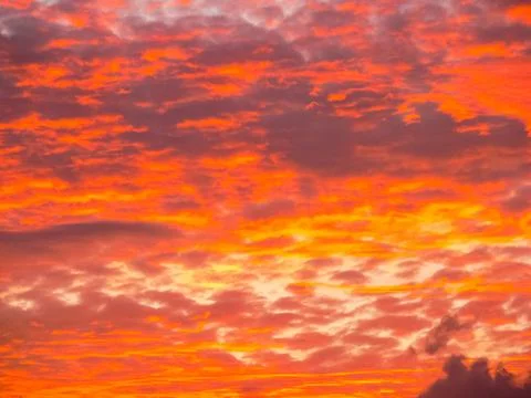 Beautiful red sunset with clouds. Stock Photos