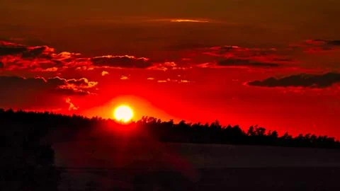 Beautiful Red Sunset With Clouds (Red Sky) Stock Photos