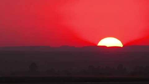 Beautiful red sunset, landscape Stock Footage 277350748