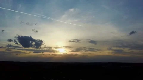 Beautiful red sunset over the darkness. B Video stock 155706375