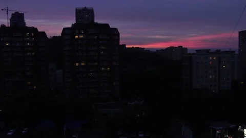 Beautiful red sunset view from above Stock Footage 138700833