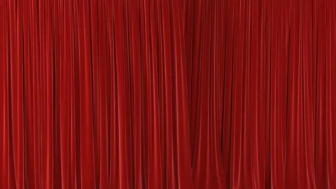Beautiful Red Waving Curtains Opening and Closing on Green Screen Stock Footage