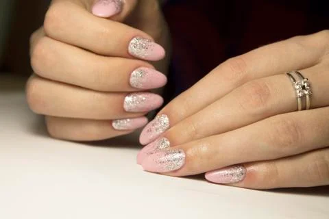 Beautiful refined manicure with a coating Stock Photos