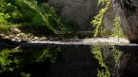Beautiful reflection in a karst canyon Stock Footage 227895262