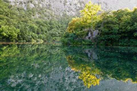 Beautiful reflection on the river near split, croatia Stock Photos