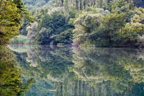 Beautiful reflection on the river near split, croatia Stock Photos