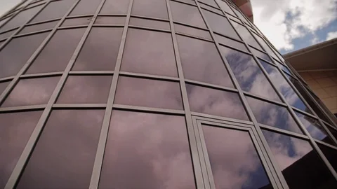 Beautiful reflection of the sky in a tall glass building. panorama. Architecture Stock Footage 108959918