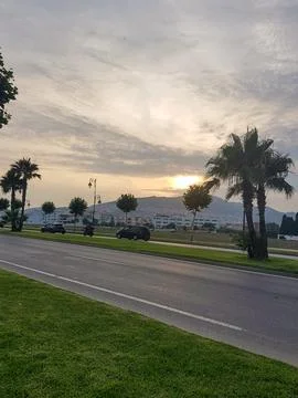 Beautiful reflection of the sun in the evening Stock Photos