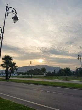Beautiful reflection of the sun in the sky Stock Photos