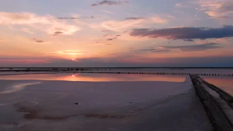 Beautiful reflection of the sunset in the lake Stock Footage 137995673