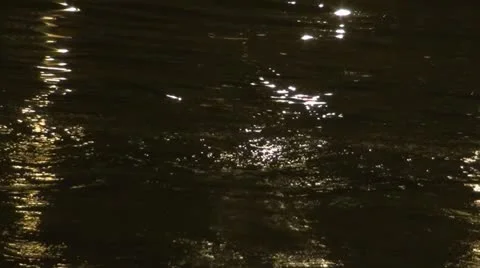 Beautiful reflection in water by night Stock Footage