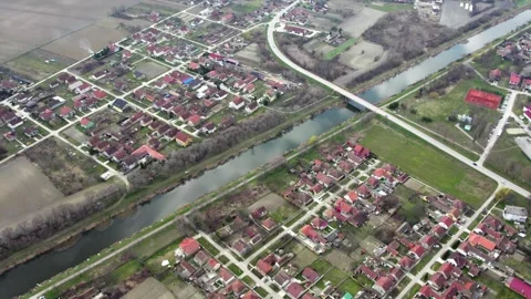 Beautiful reflection on water surface in canal in small town Bac, Serbia Stock Footage 258608933