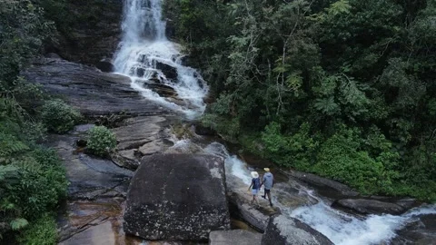 Beautiful remote waterfall in the highlands Stock Footage 296930928