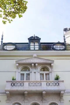 Beautiful restored old building Palatial House on Liberdade Stock Photos