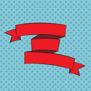 Beautiful Ribbon Label in Pop Art Style Vector Illustration Stock Illustration