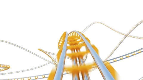 Beautiful Ride on Roller-Coaster Extremely Fast on White Background Seamless Vídeos de archivo 113473134