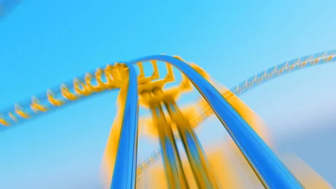 Beautiful Ride on Roller Coaster Extremely Fast With Sky and Sun Shine Seamless