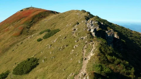 A beautiful ridge in the mountains fly over them, Fatra Stock Footage 116563944