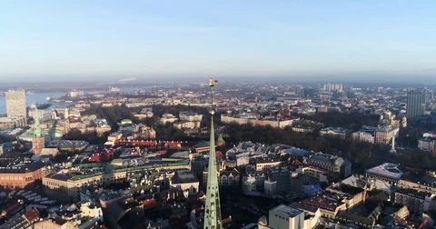Beautiful Riga view from above with top of the Dome cathedral. Stock Footage 84047673