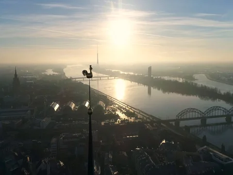 Beautiful Riga view from above with top of the Dome cathedral. Stock Footage 84047756