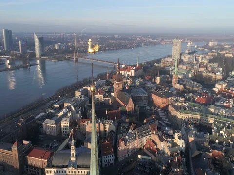 Beautiful Riga view from above with top of the Dome cathedral. Stock Footage 84047788